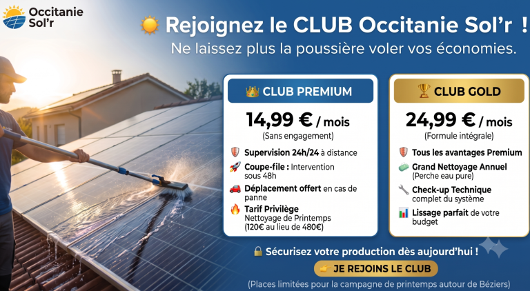 occitanie sol'r installation de panneaux solaire photovoltaiques et energie renouvelable Panneaux solaires installés sur un toit de tuiles, en arrière-plan des champs.